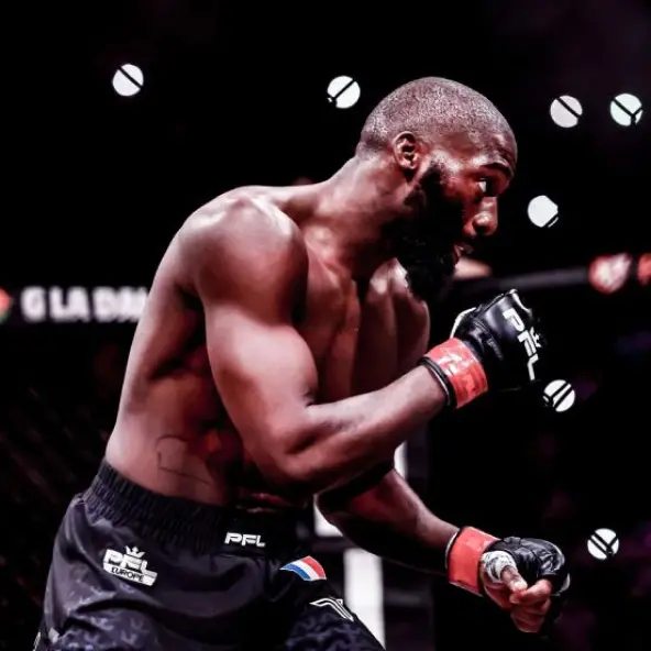 Combattant PFL dans une cage, illustration du PFL Lyon Lapilus contre McKee