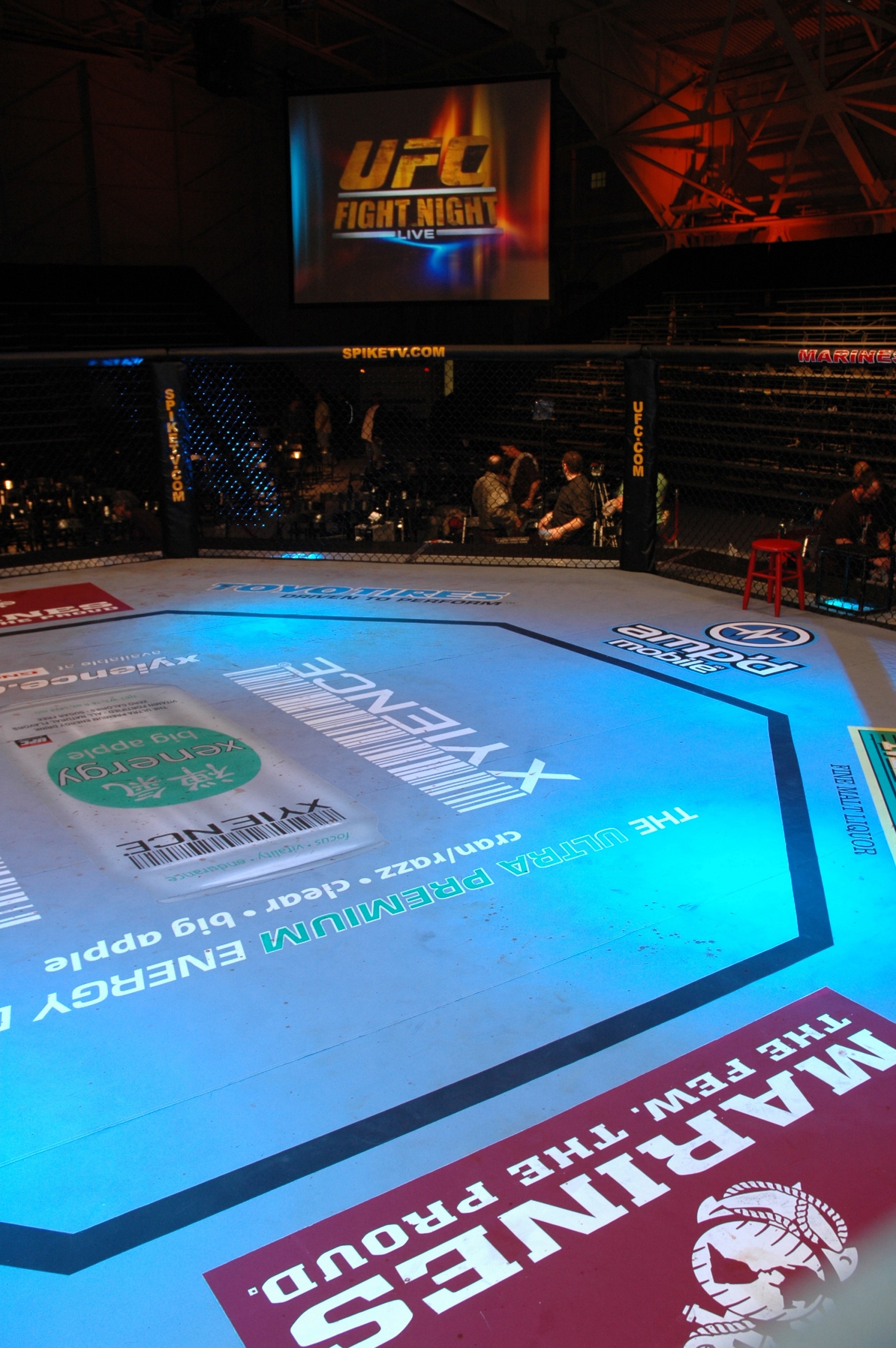 Cage octogonale de MMA vue de l’intérieur, photo du Corps des Marines des États-Unis