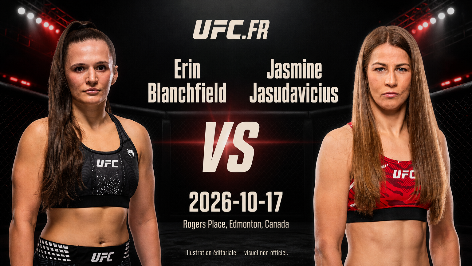 Illustration éditoriale non officielle : Erin Blanchfield contre Jasmine Jasudavicius, 2026-10-17