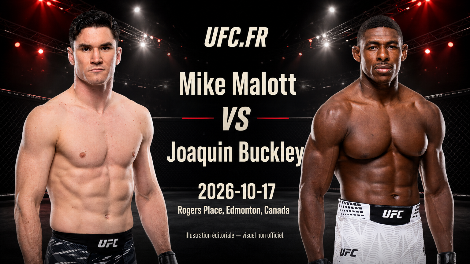 Illustration éditoriale non officielle : Mike Malott contre Joaquin Buckley, 2026-10-17